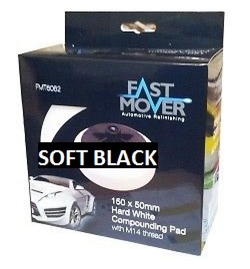 Polishing Pad, Soft Black, 150mm x 50mm, M14 Thread